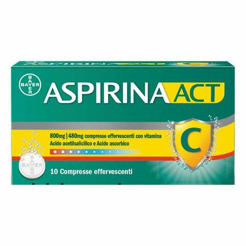 ASPIRINAACT 800mg/480mg 10 Compresse Effervescenti Con Vitamina C 