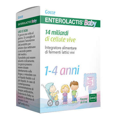 ENTEROLACTIS BABY GOCCE 8 ML 1-4 ANNI 14 MILIARDI DI CELLULE VIVE